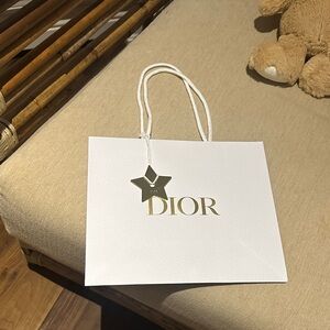 Dior White Bag with Gold Logo Star Tag